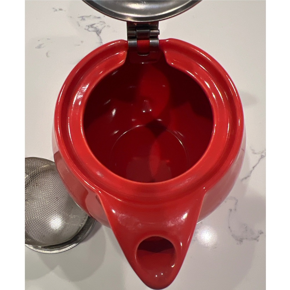 Zero Japan Red Ceramic Teapot with Stainless Steel Lid and Infuser 15oz - Picture 8 of 8